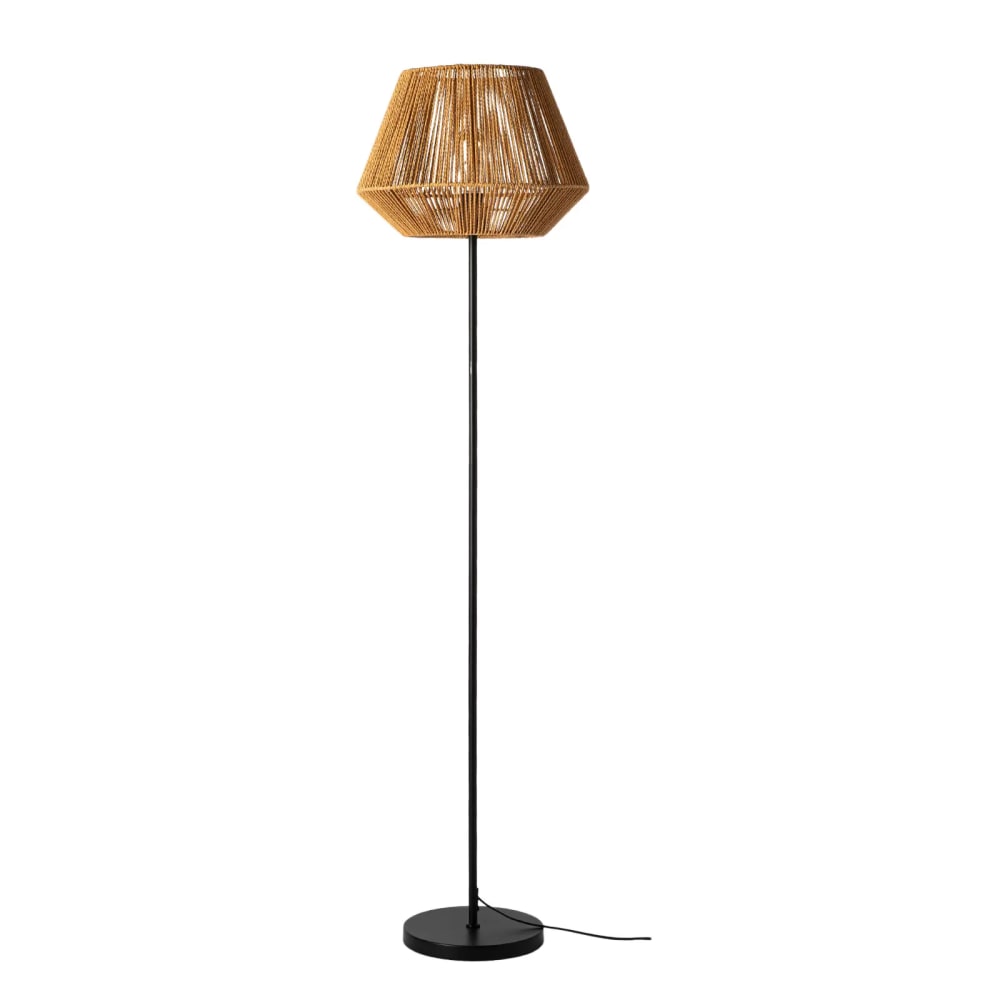 Lampadaire en papier tressé et métal noir H.156 cm