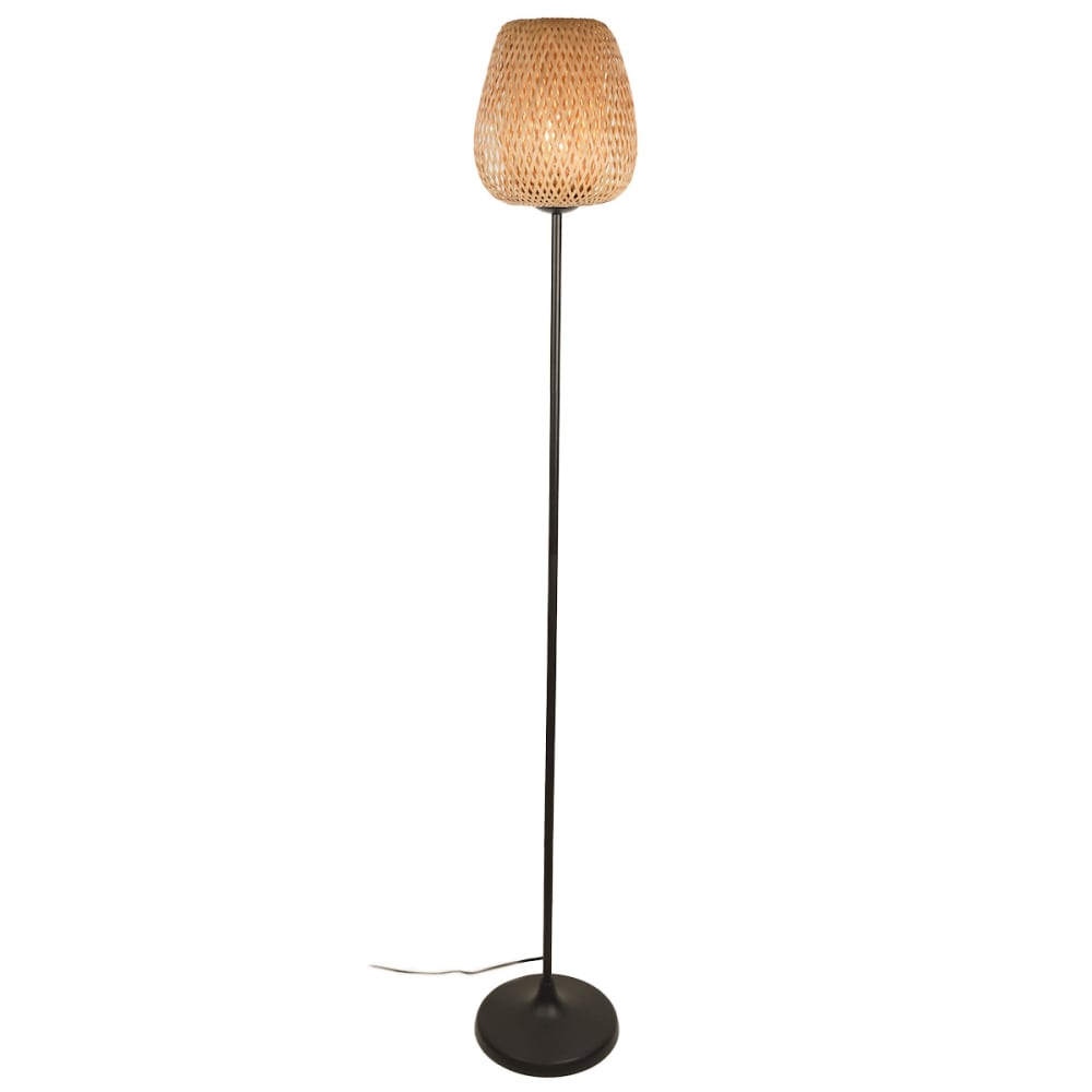 Lampadaire en bambou et rotin naturel H.158 cm