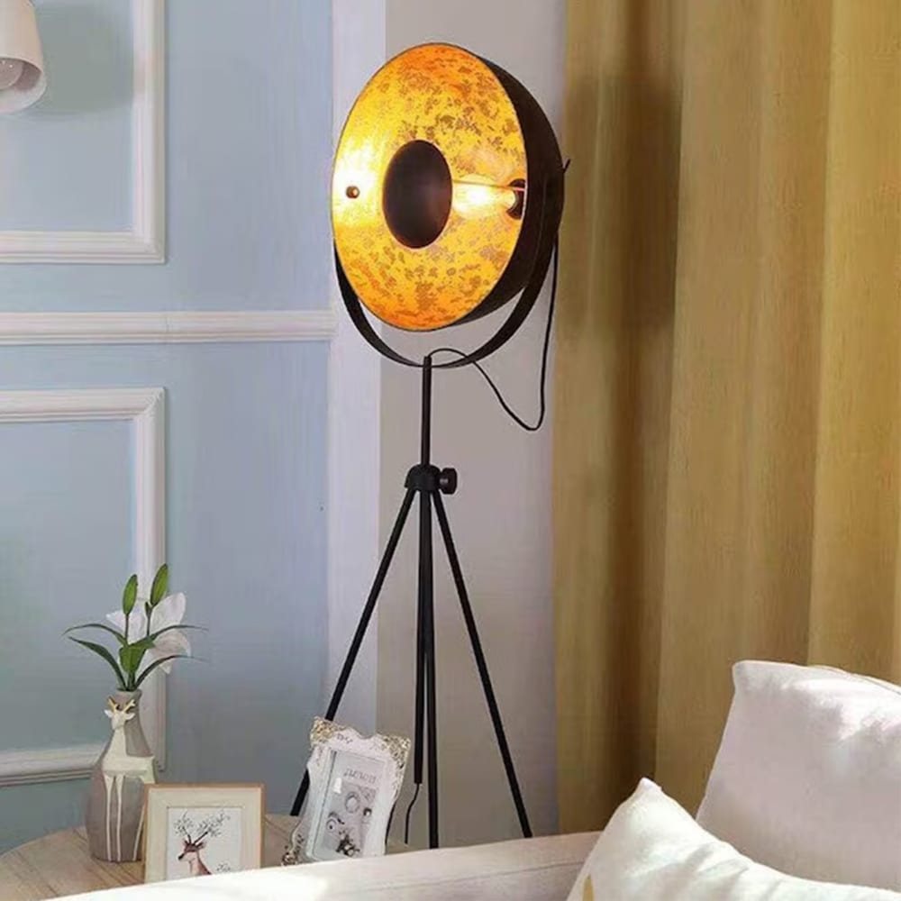 Lampadaire trépied en métal noir style projecteur H.192 cm — vue 4