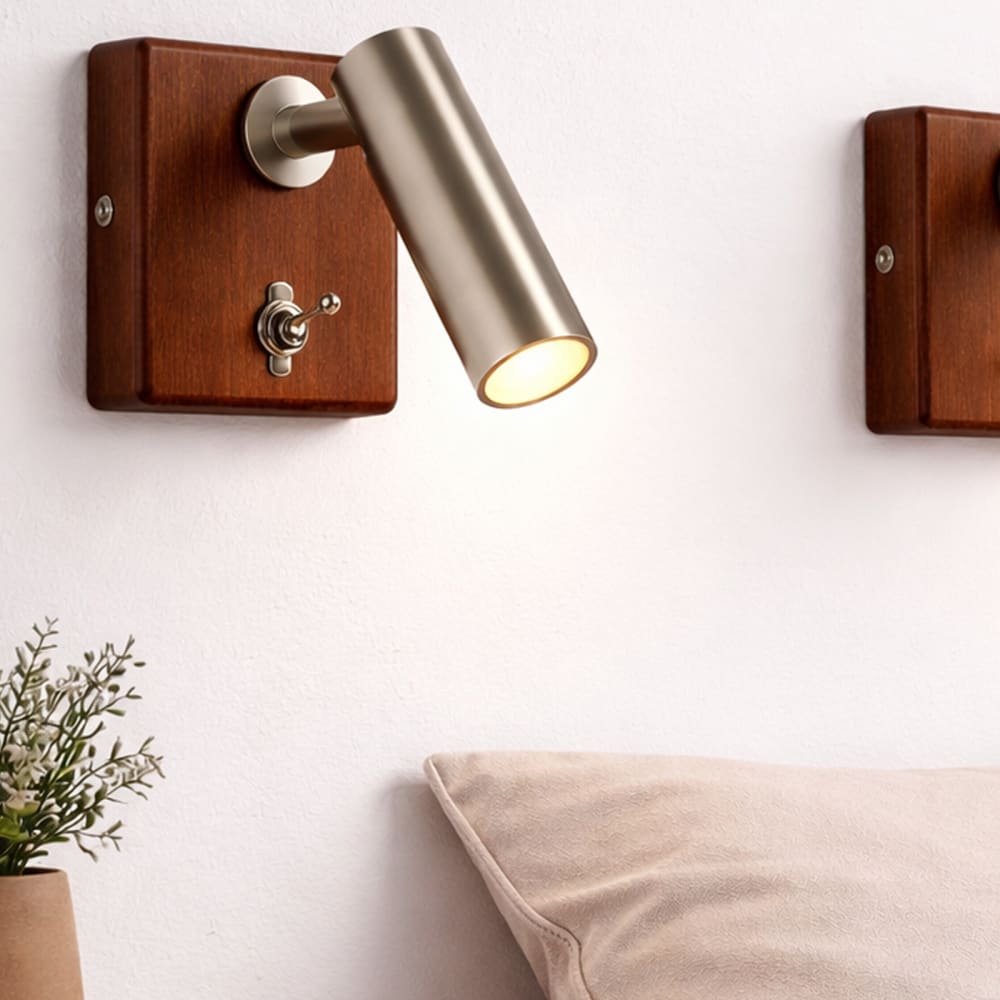 Applique murale nickel et bois carré 10 cm — vue 4
