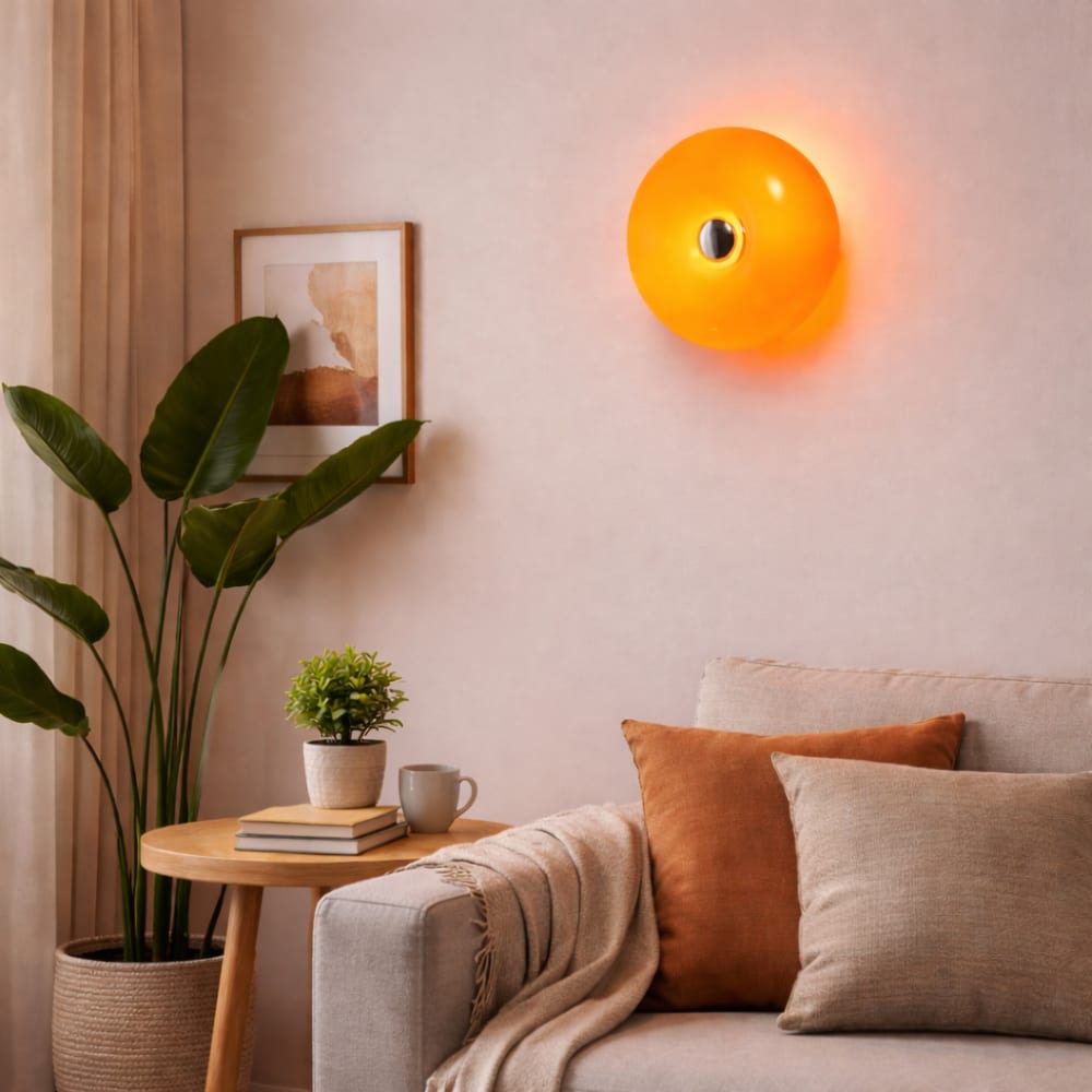 Applique murale en verre orange D30 cm — vue 3