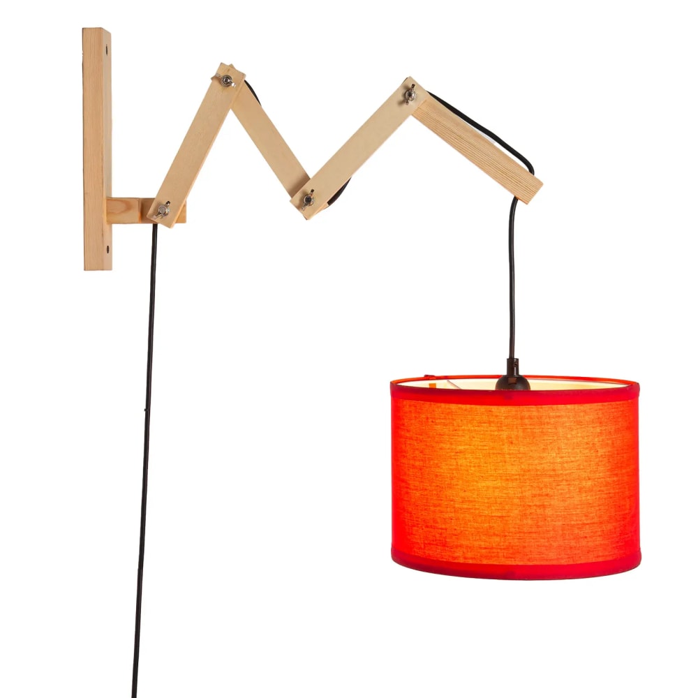 Applique murale extensible en bois et tissu rouge 25 cm