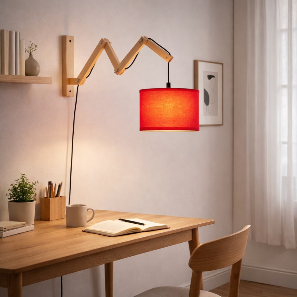 Applique murale extensible en bois et tissu rouge 25 cm — vue 3