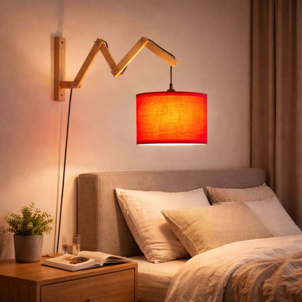 Applique murale extensible en bois et tissu rouge 25 cm — vue 4