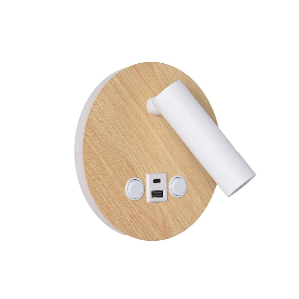 Applique murale effet bois avec liseuse 3W+6W D15cm