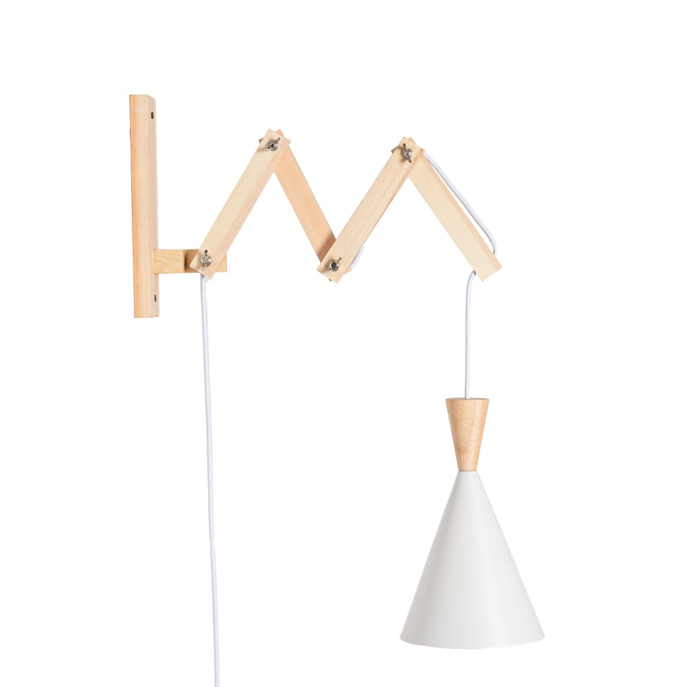 Alpinaluz Wandleuchte aus Holz und Stoff 25 cm, Weiß style modern Weiß Holz