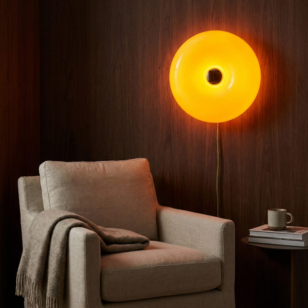 Applique murale en verre orange avec câble 12W D30 cm — vue 3