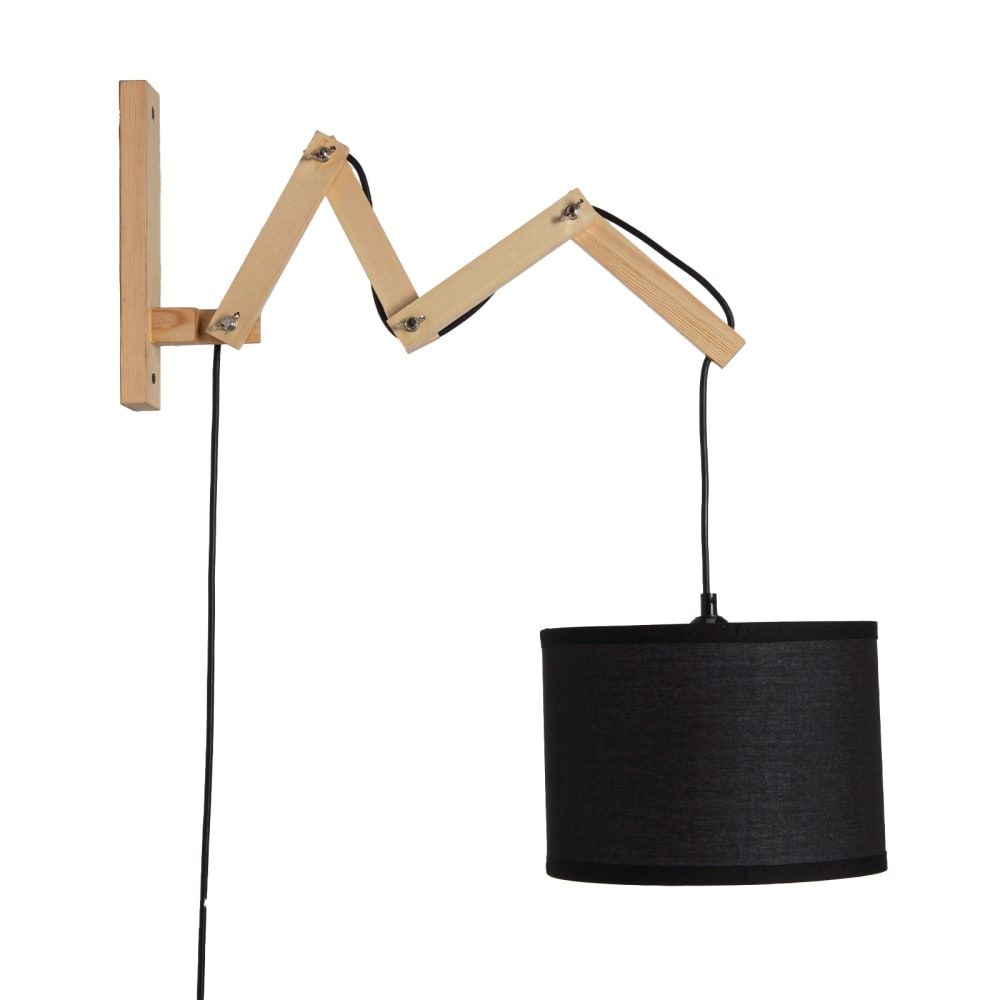 Alpinaluz Wandleuchte aus Holz und Stoff 25 cm, Schwarz style modern Schwarz Holz