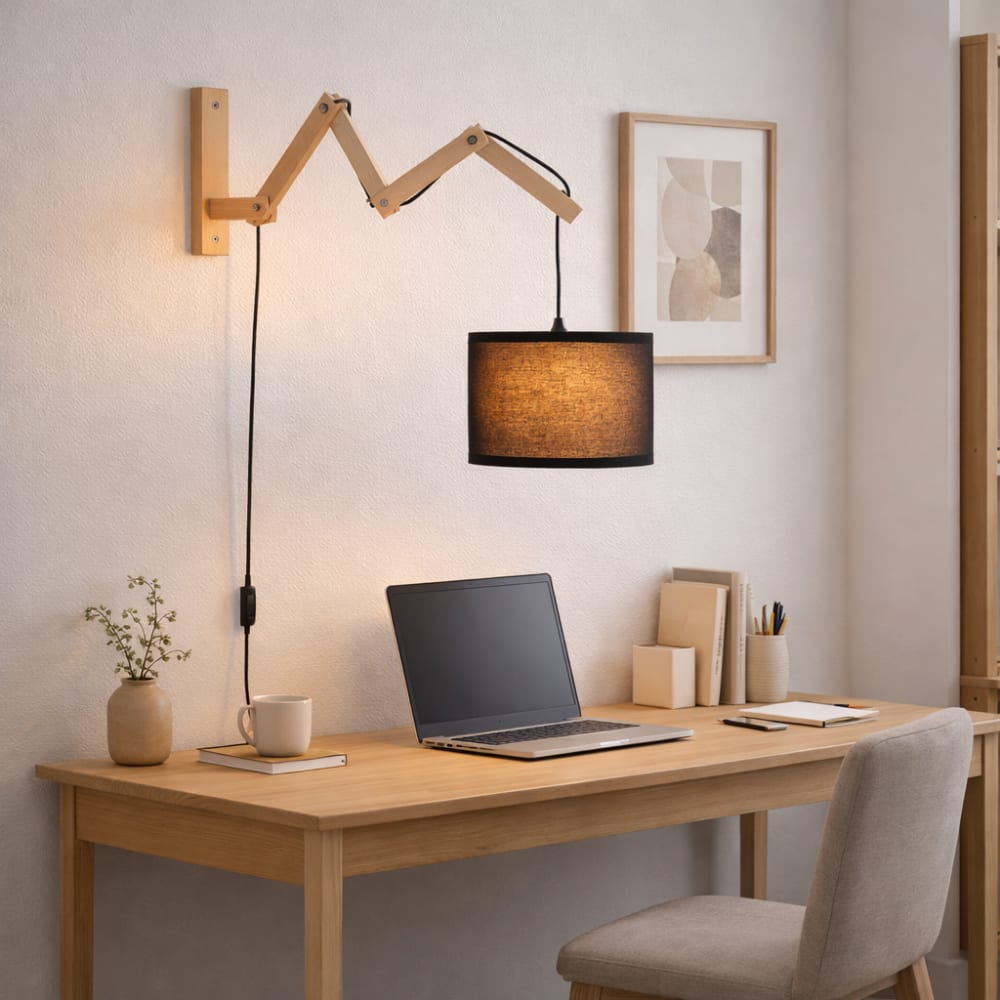 Applique murale extensible en bois et tissu noir 25 cm — vue 3