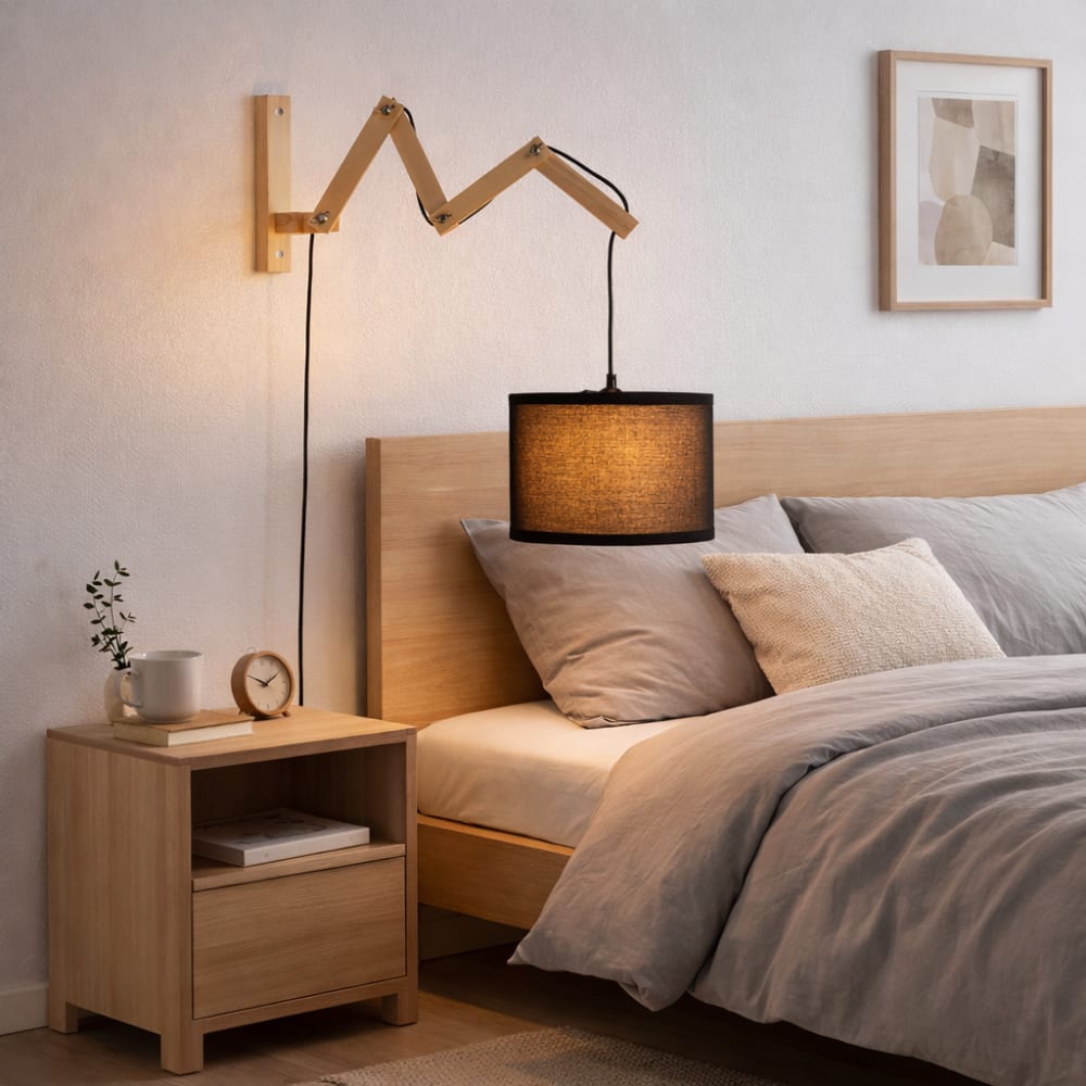 Applique murale extensible en bois et tissu noir 25 cm — vue 4