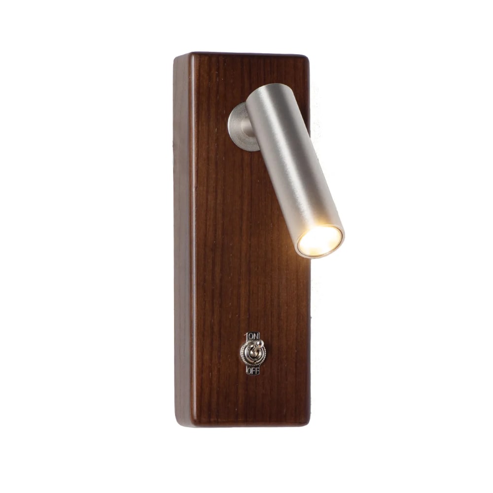Alpinaluz Wandleuchte aus Holz und Metall 22 cm, Nickel style modern Silber Holz