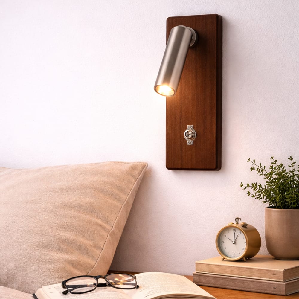 Applique murale nickel et bois rectangulaire H22 cm — vue 3