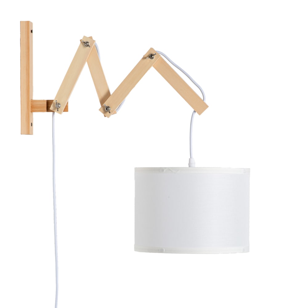 Alpinaluz Wandleuchte aus Holz und Stoff 25 cm, Weiß style modern Weiß Holz