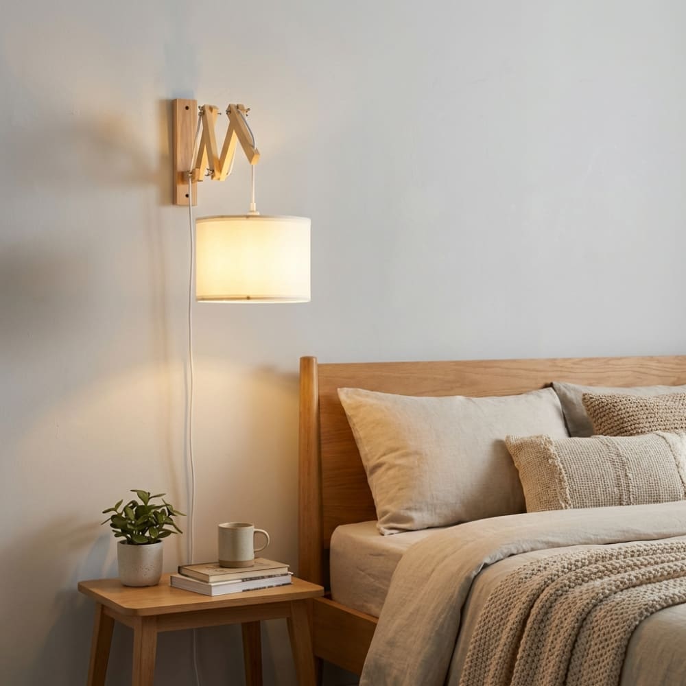 Applique murale extensible en bois et tissu blanc 25 cm — vue 3