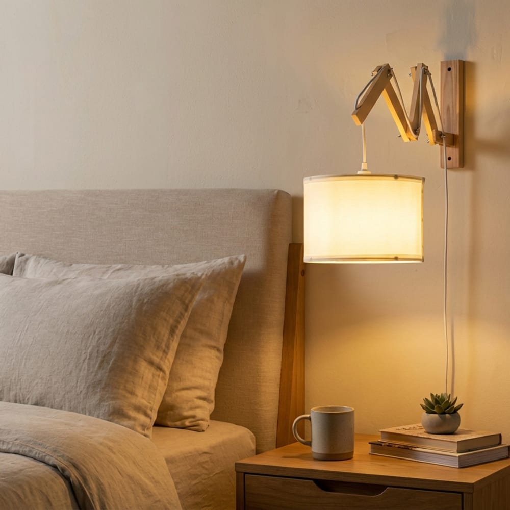 Applique murale extensible en bois et tissu blanc 25 cm — vue 4
