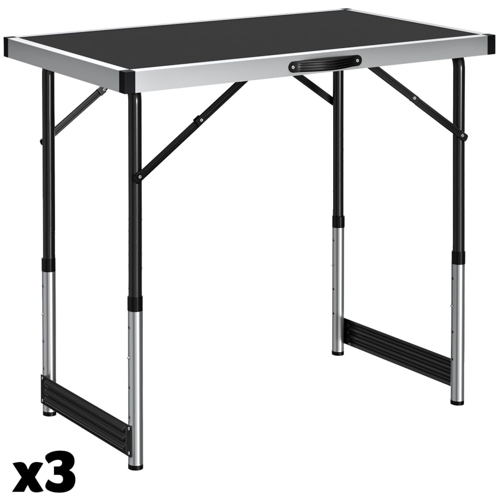 Lot de 3 tables à tapisser en aluminium noir