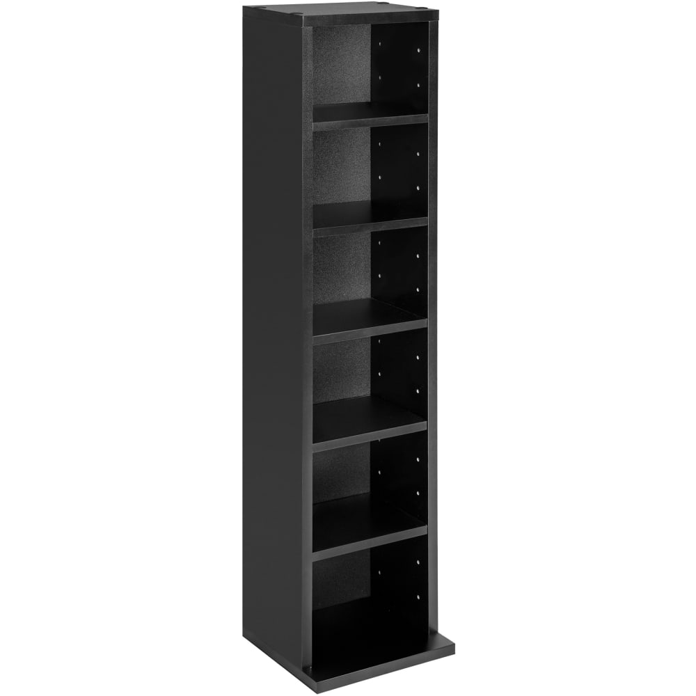 Étagère dvd cd panneau de fibres réglable  90x21x20cm noir
