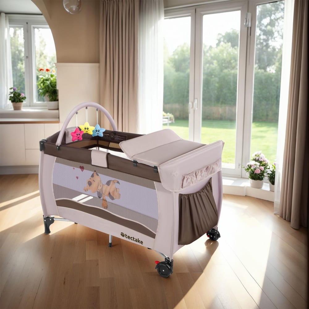 Lit de voyage pour enfants pliable réglable en nylon marron