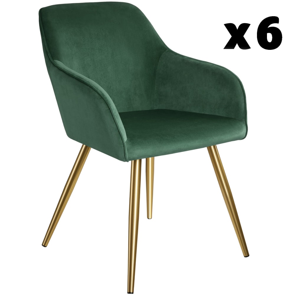 6 Sillas de comedor aterciopeladas 58 x 62 x 82 cm verde oscuro/dorado