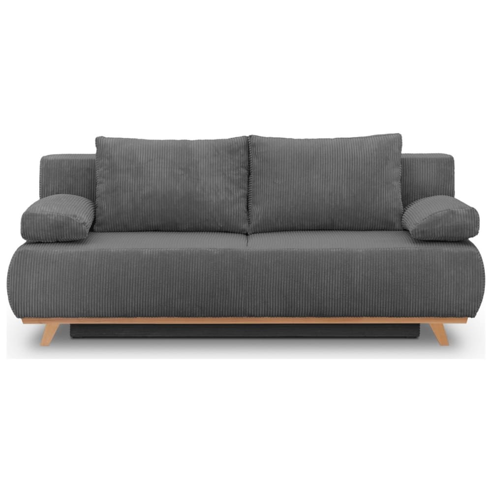 Canapé convertible 3 places avec coffre en velours côtelé anthracite