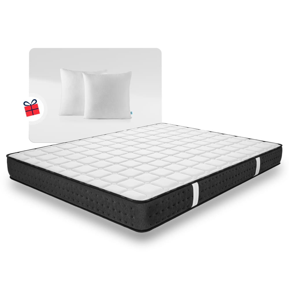 Matelas 135x190 - Mousse à Mémoire de Forme  + 2 x oreillers  60x60 cm