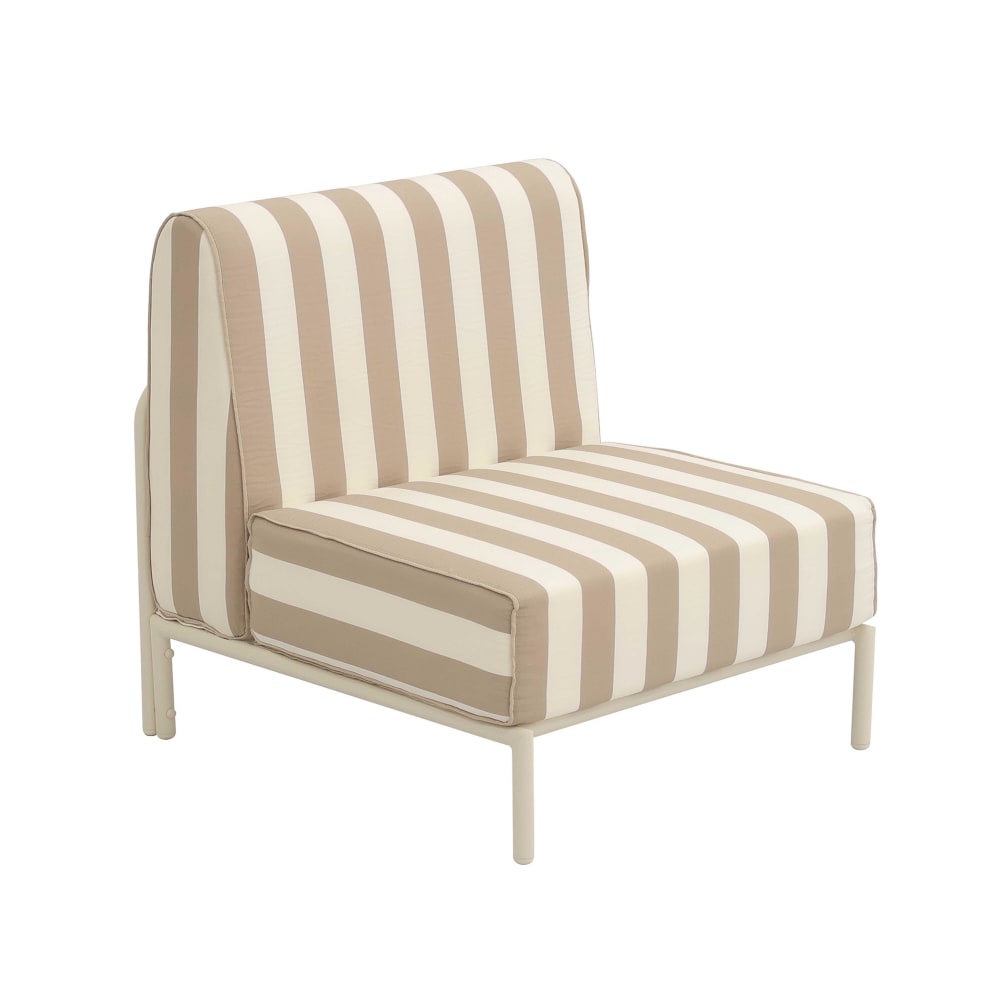 Chauffeuse rayé pour salon de jardin modulable en tissu beige