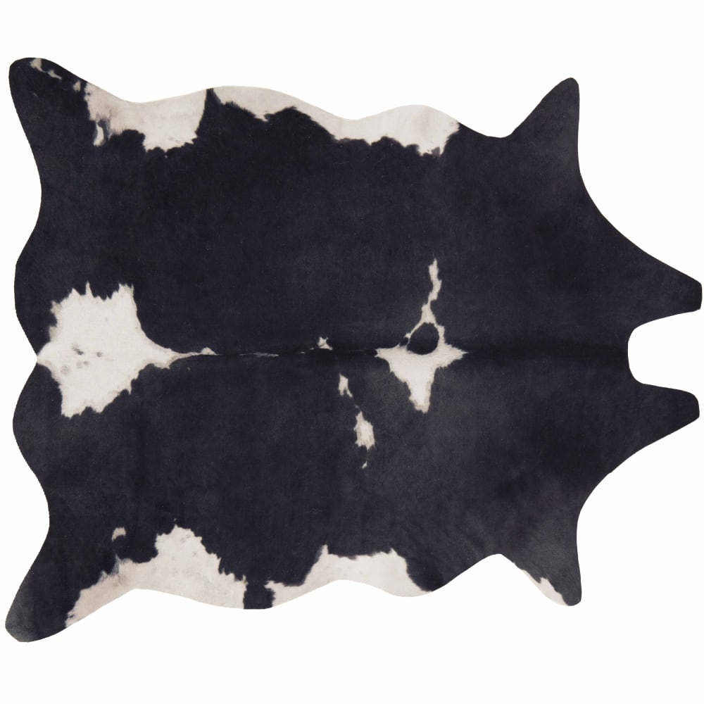 Tapis imitation peau de vache L 155  x 190 cm noir