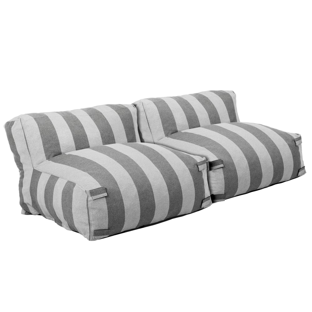 Conjunto modular de jardín con 2 sillones a rayas en gris