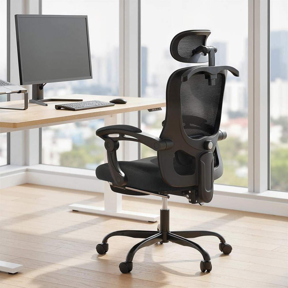 HOMCOM Ergonomischer Bürostuhl mit verstellbarer Kopfstütze -