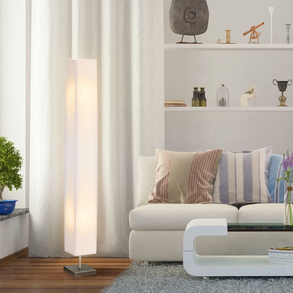Lampadaire colonne lumière tamisée inox blanc — vue 3