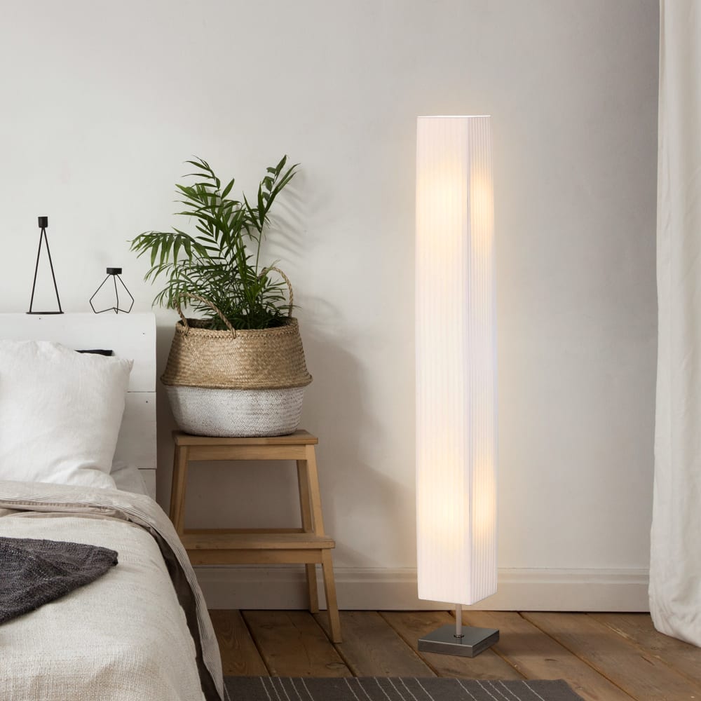 Lampadaire colonne lumière tamisée inox blanc — vue 4