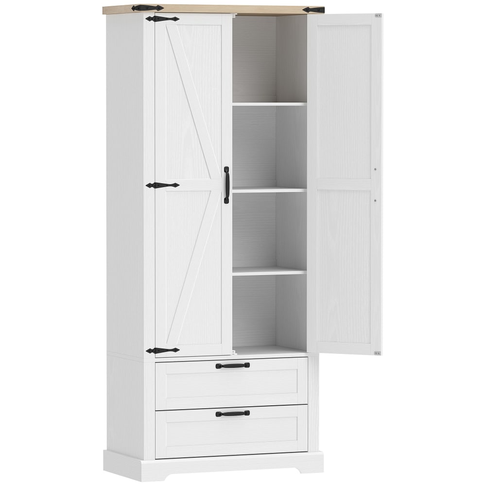 Armoire de cuisine 2 portes 2 tiroirs panneaux de particules blanc
