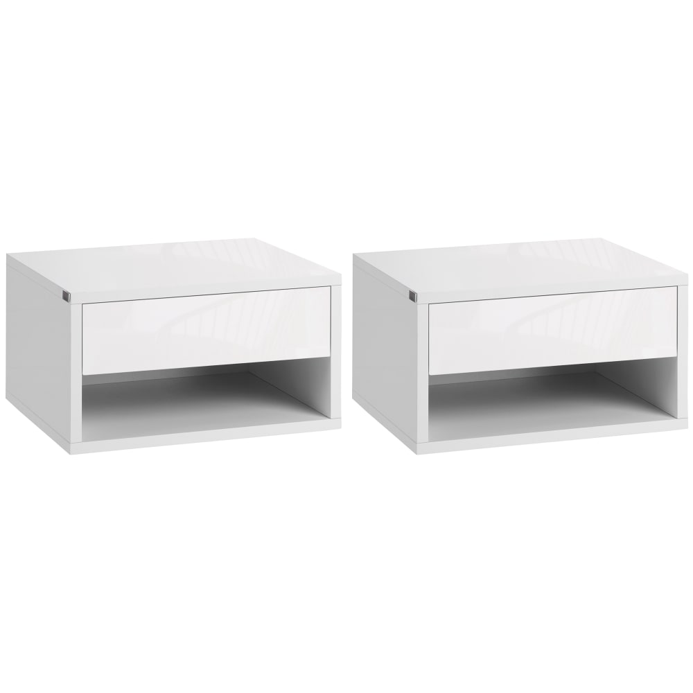 Table de chevet murale tiroir coulissant bois blanc