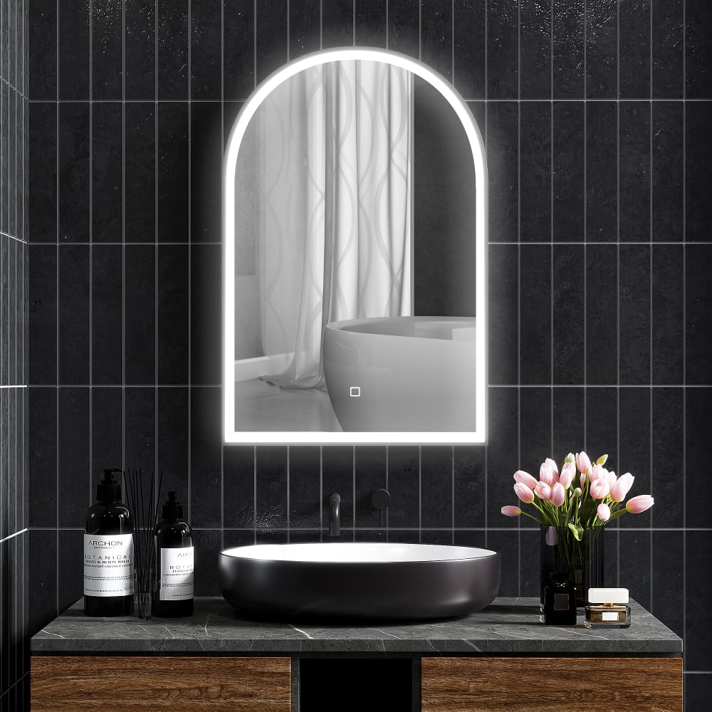 Miroir salle de bain éclairage led cadre en aluminium noir — vue 4