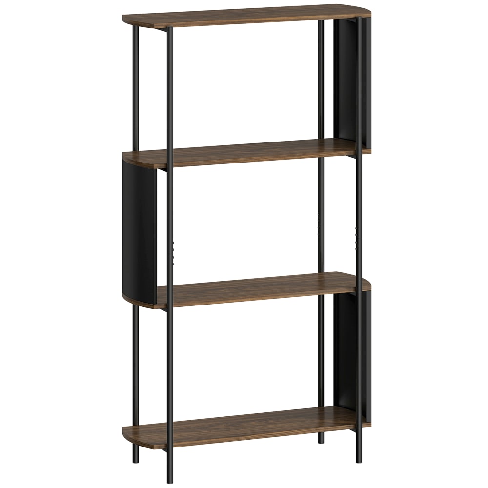 Étagère de rangement 4 niveaux cadre en acier marron