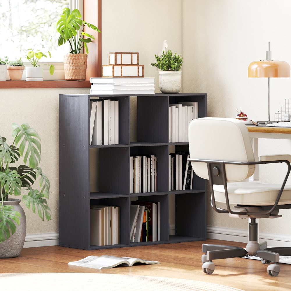 Regal 3 Ebenen, 9 Fächer, Spanplatte, Grau - Maisons Du Monde