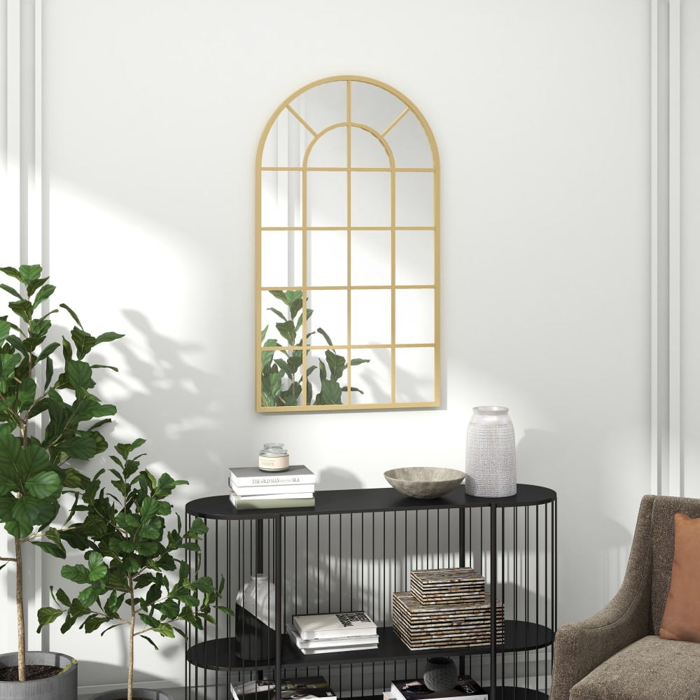 Miroir mural style verrière style classique chic métal doré verre