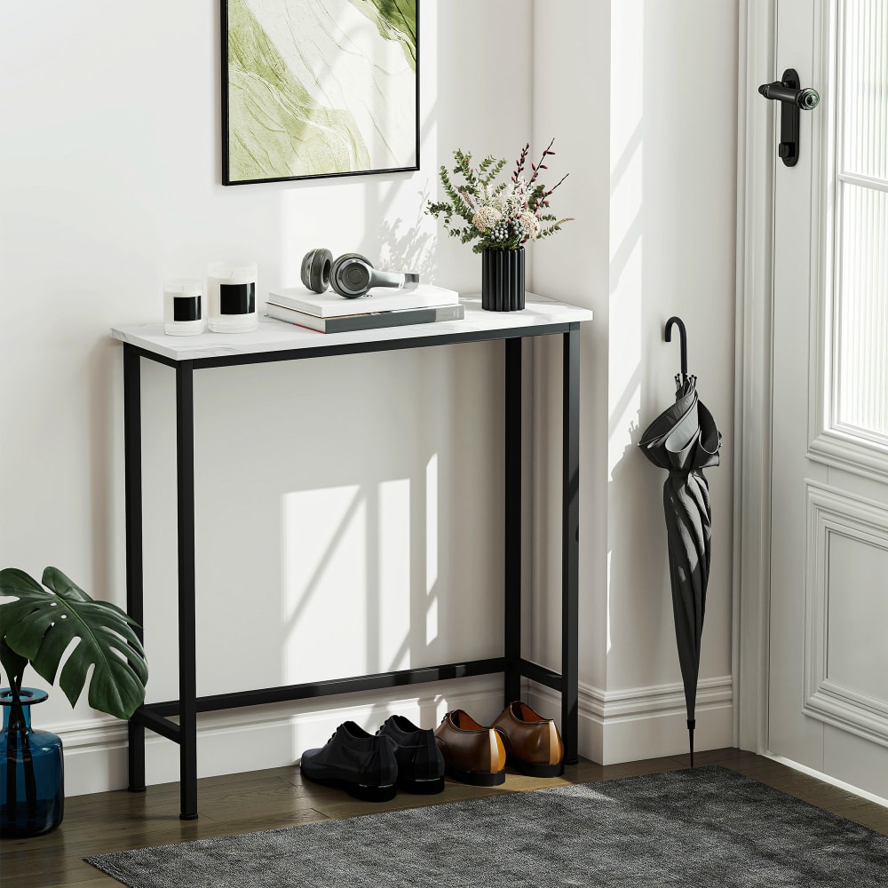 Konsolentisch 75cm, Marmor-Optik, Metall, Weiß - Maisons Du Monde