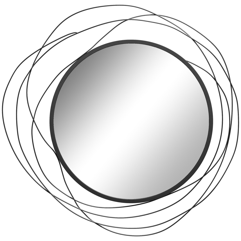 Miroir rond design moderne Ø 65 cm métal filaire noir