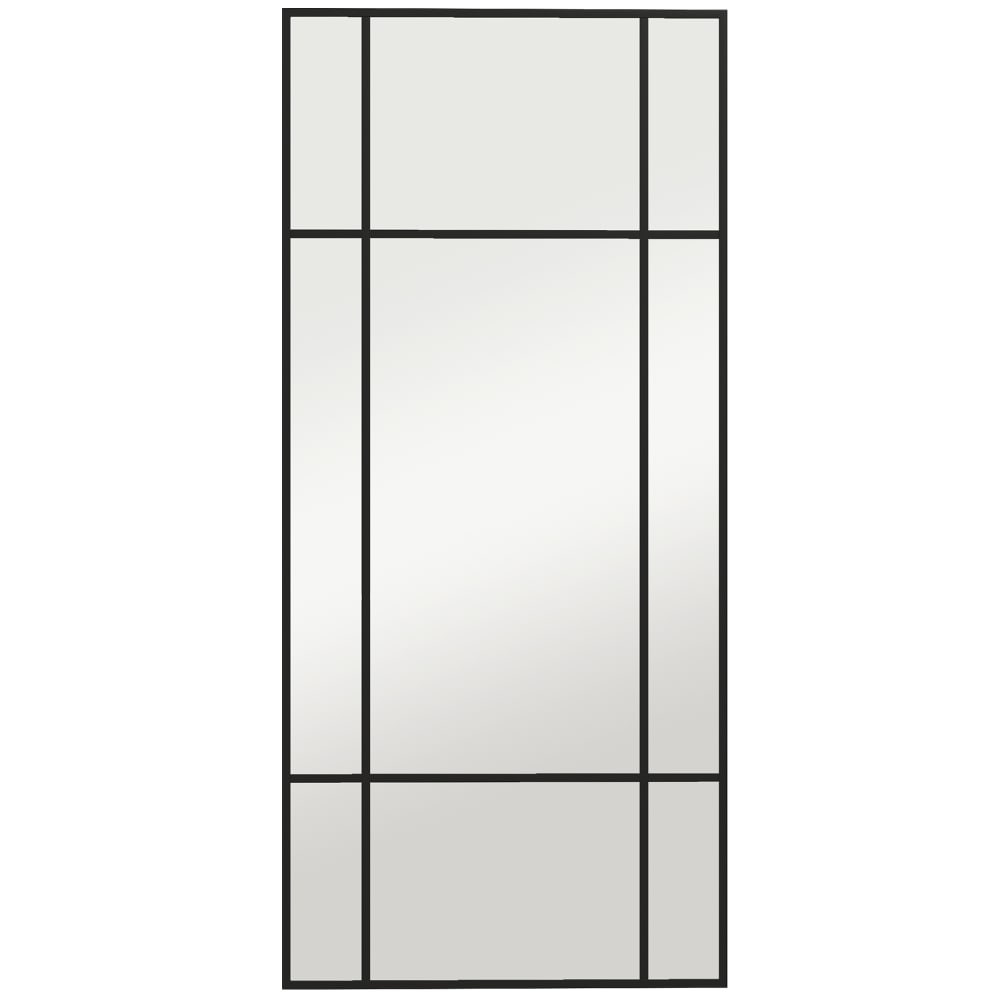 Homcom Wandspiegel Fenster-Optik, horiz/vert, Metall, Schwarz style modern Schwarz Glas