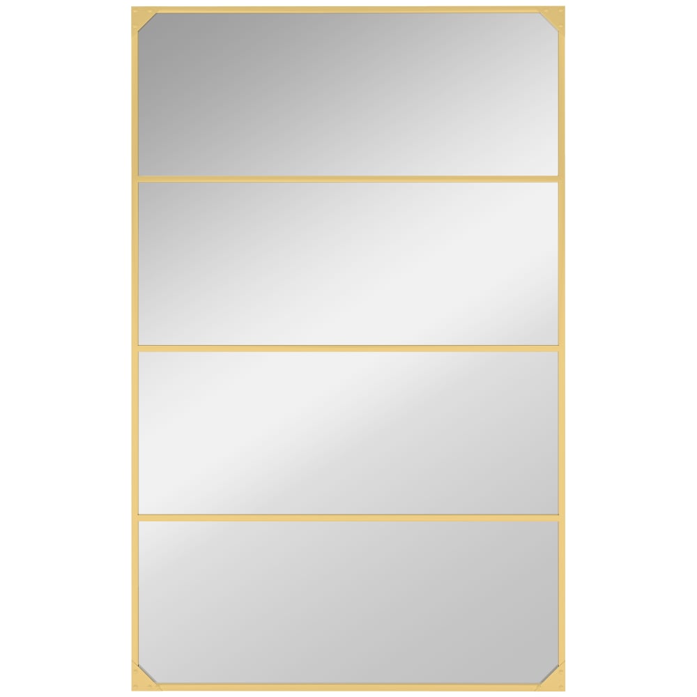 Miroir mural verrière horizontal ou vertical en métal doré