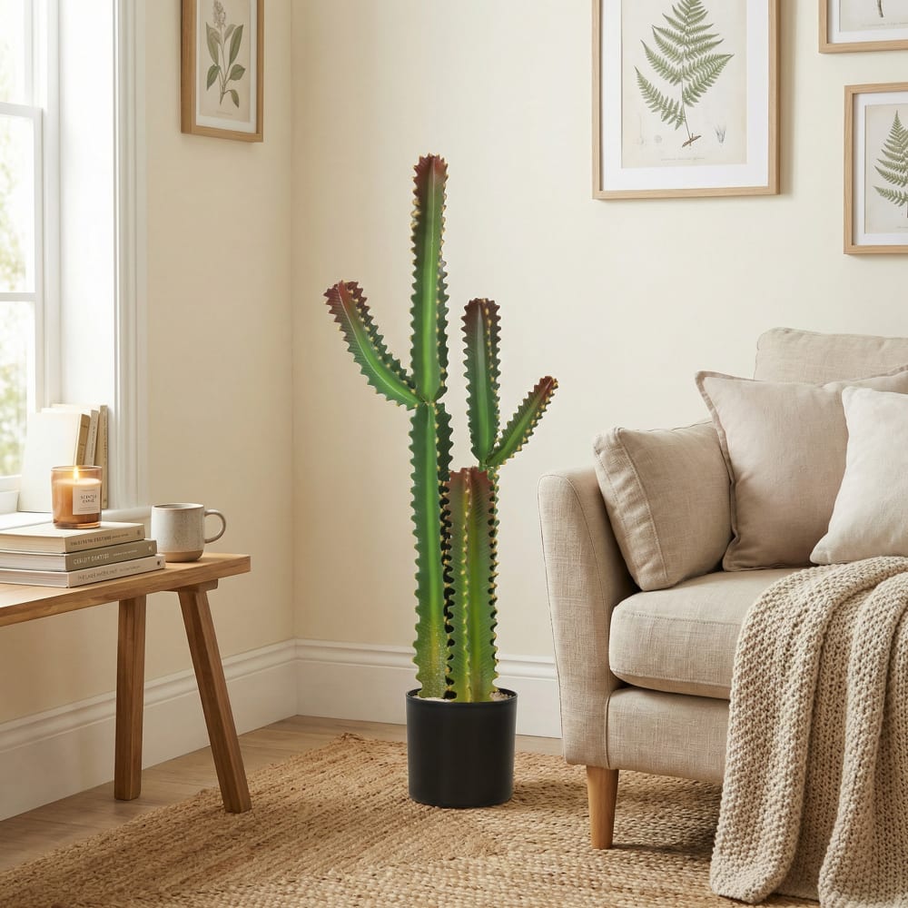 Plante artificielle cactus en pot 111 cm plastique vert — vue 3