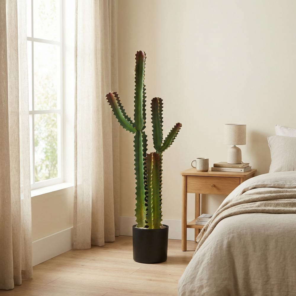 Plante artificielle cactus en pot 111 cm plastique vert — vue 4
