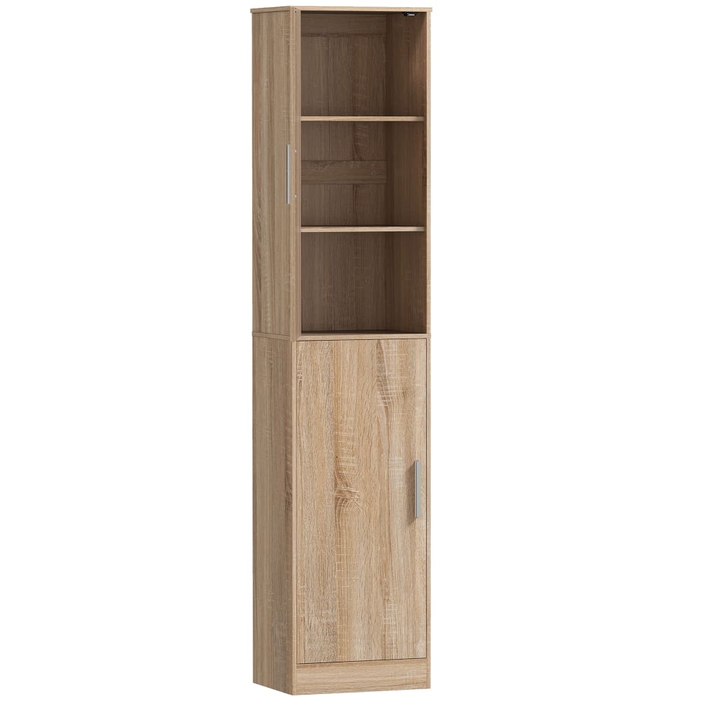 Meuble de rangement colonne 2 portes et 4 étagères réglables naturel — Beyit