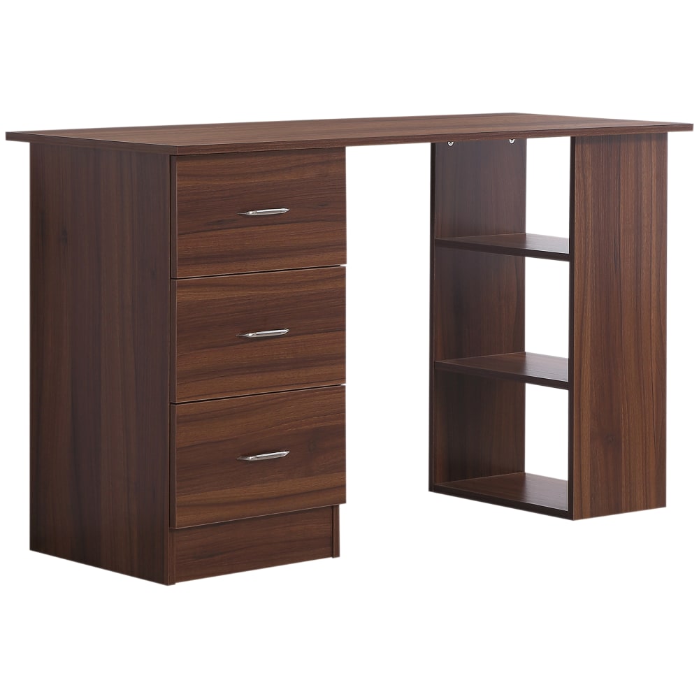 Bureau informatique 3 tiroirs mdf aspect noyer