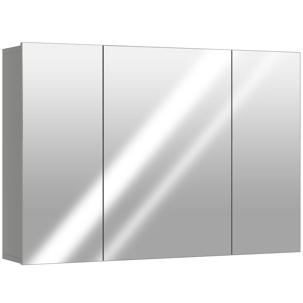 Armoire salle de bain 3 portes miroir en mdf gris