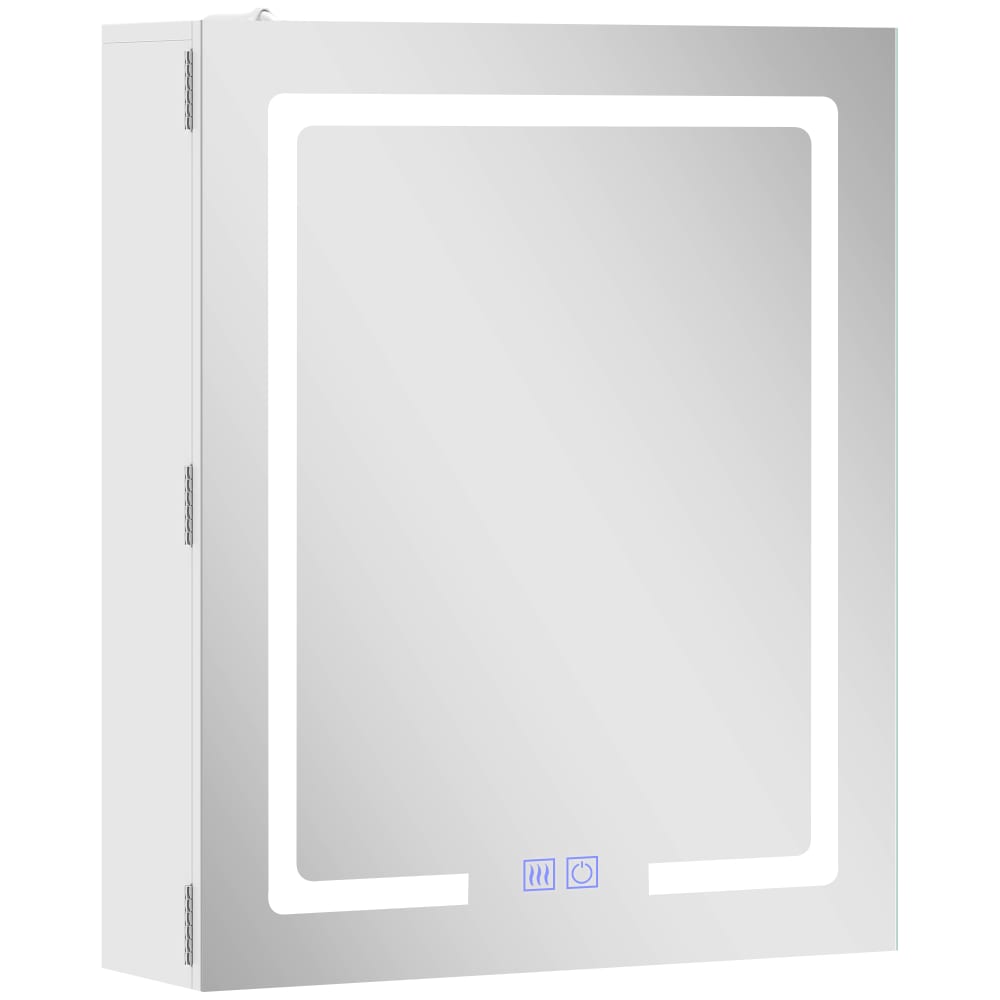 Armoire murale salle de bain avec miroir et éclairage LED MDF blanc
