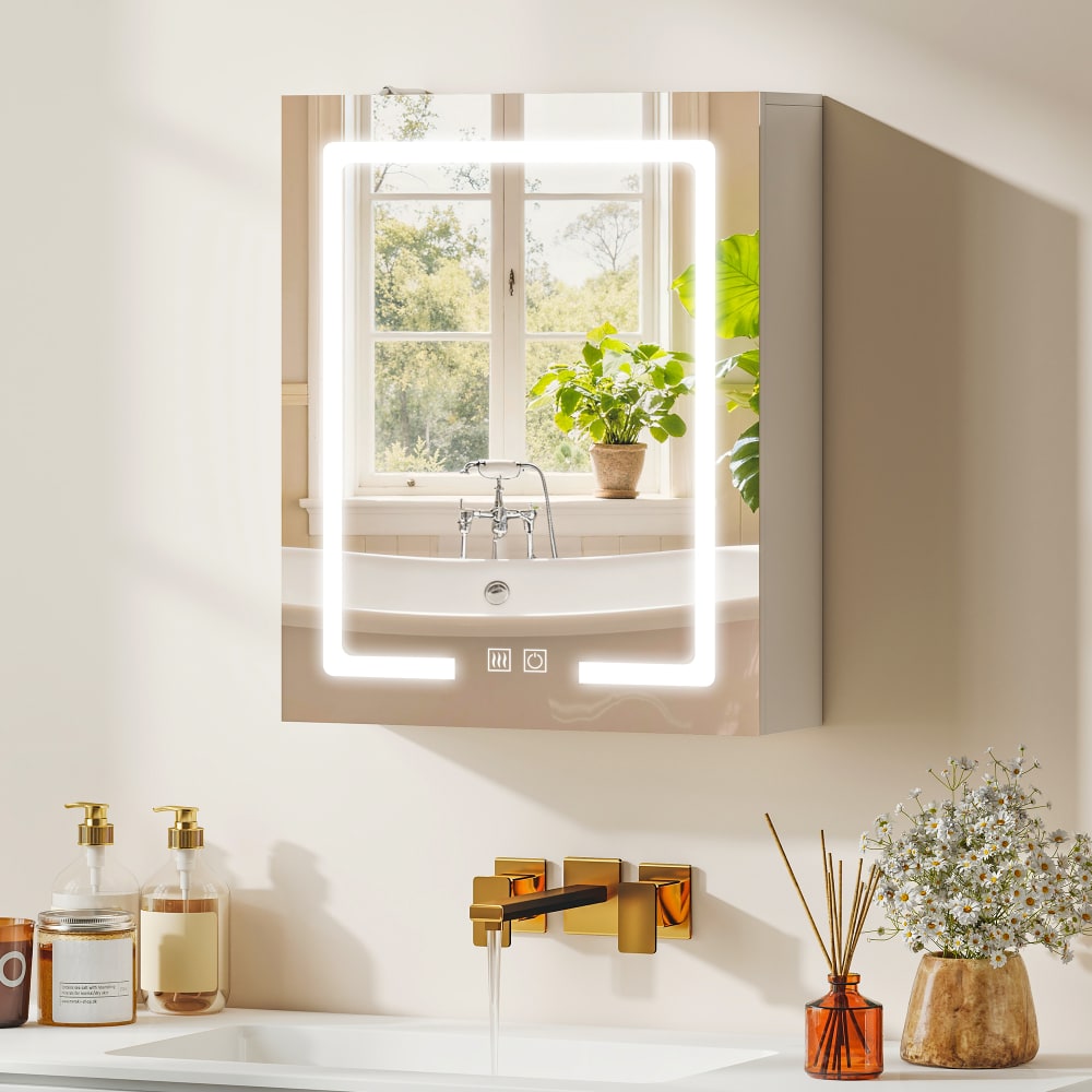 Bad-Spiegelschrank mit LED-Licht, MDF, Weiß - Maisons Du Monde
