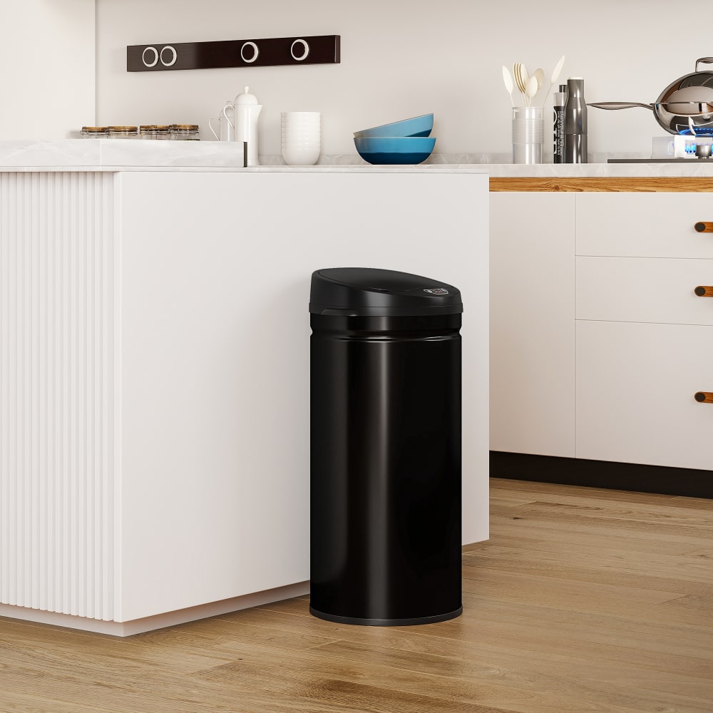 Automatik-Mülleimer 42L, Edelstahl, Schwarz - Maisons Du Monde