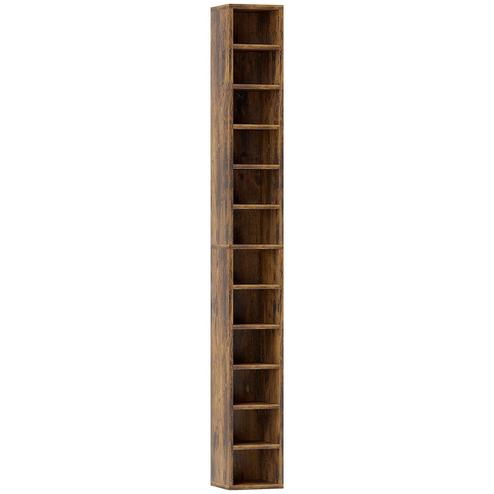 Homcom CD/DVD-Regal, 12 Fächer, Aufbewahrung, Rustikal-Braun style modern Braun Spanplatte